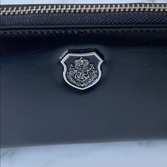 New The Kooples Black Leather Zip Around Wallet Silver Hardware - Picture 2 of 5